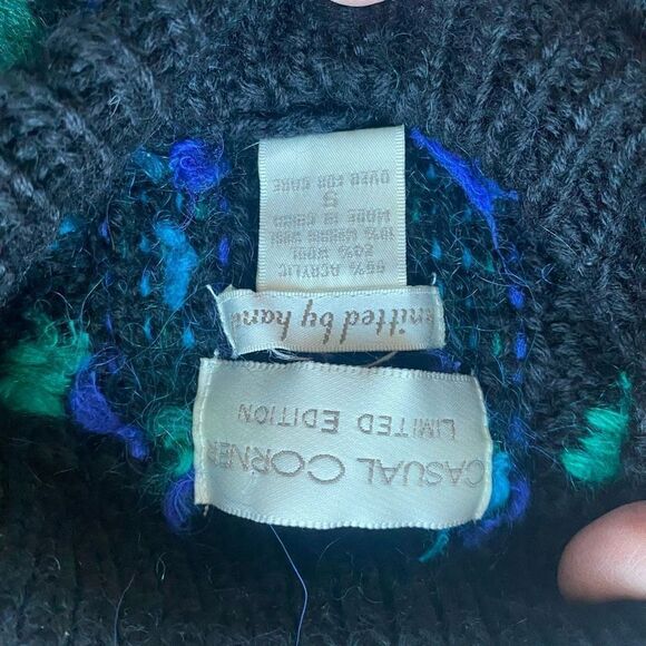 Vintage Hand Knit Sweater Casual Corner Unique Vibrant Wool Mohair - Picture 5 of 12